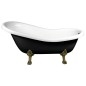 RETRO Freestanding Bath 147x69,5x67,5cm, Bronze Jambes, noir/blanc (RAL9005)