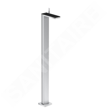 Axor MyEdition - Mitigeur de lavabo à monter au sol avec garniture de vidage Push-Open, chrome/verre noir 47040600