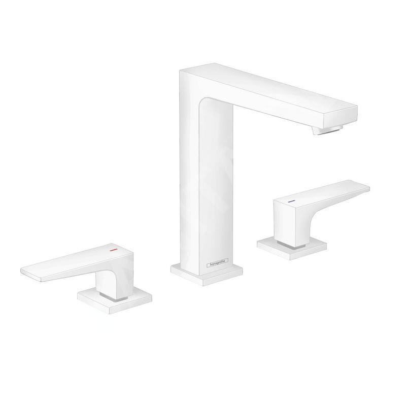 Hansgrohe Metropol - Mitigeur de lavabo avec vidage Push-Open, installation à 3 trous, blanc mat 32515700