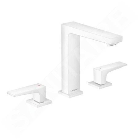 Hansgrohe Metropol - Mitigeur de lavabo avec vidage Push-Open, installation à 3 trous, blanc mat 32515700