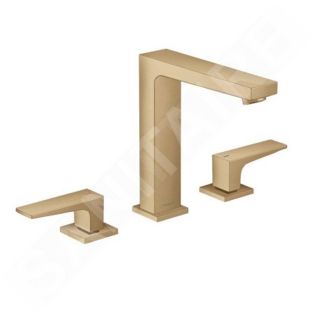 Hansgrohe Metropol - Mitigeur de lavabo avec vidage Push-Open, installation à 3 trous, bronze brossé 32515140