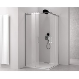 THRON SQUARE Corner Entry Square Shower Screen 800x800mm, Round Rollers