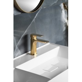 Mélangeur de lavabo SPY sans déchets pop up, tapis d'or