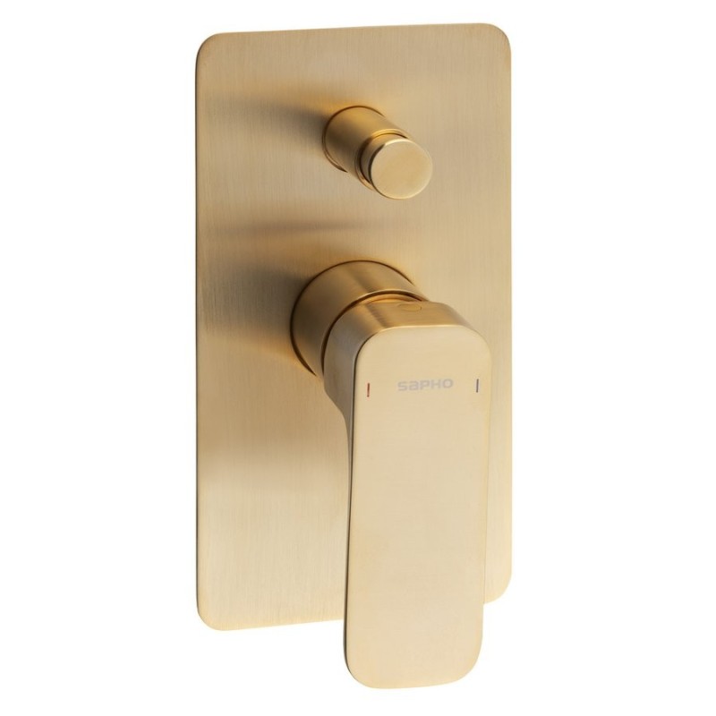 Mitigeur monocommande de douche encastré SPY, 2 sorties, or mat