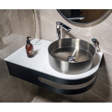 Table d'angle PULSE avec lavabo 755x455mm, gauche, acier inoxydable brossé