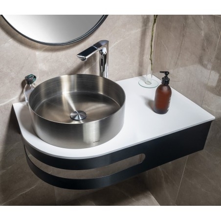Table d'angle PULSE avec lavabo 755x455mm, droit, acier inoxydable brossé