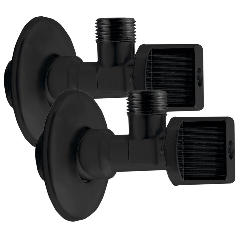 Robinet d'eau froide de coin 1/2"x3/8", paire, noir mat