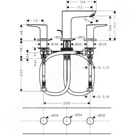 Hansgrohe Talis E - Mitigeur de lavabo avec vidage, installation à 3 trous, design or poli 71733990
