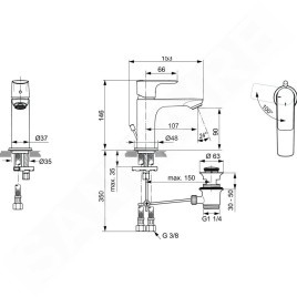 Ideal Standard Connect Air - Mitigeur de lavabo Slim avec vidage, BlueStart, chrome A7008AA