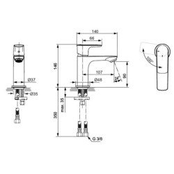 Ideal Standard Connect Air - Mitigeur de lavabo Slim, BlueStart, chrome A7011AA