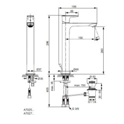 Ideal Standard Connect Air - Mitigeur de lavabo Slim avec vidage, chrome A7025AA