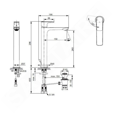 Ideal Standard Connect Air - Mitigeur de lavabo Slim avec vidage, BlueStart, chrome A7026AA