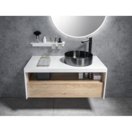 VIERA Vanity Unité 100x44x50cm, blanc mat/Oak Alabama