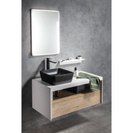VIERA Vanity Unité 100x44x50cm, blanc mat/Oak Alabama