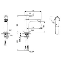 Ideal Standard Connect Air - Mitigeur de lavabo Grande Slim, BlueStart, chrome A7016AA