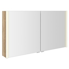ALIX Armoire avec éclairage LED, 2x portes, 126x70x17,5cm, chêne Alabama