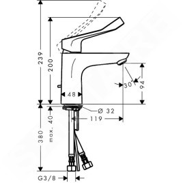 Hansgrohe Focus E2 - Mitigeur de lavabo à levier 100 avec garniture de vidange et tige de traction, chrome 31911000