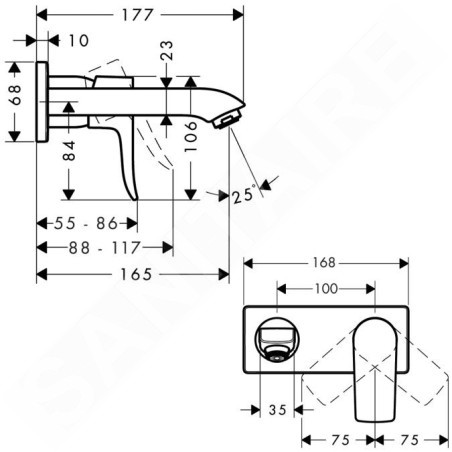 Hansgrohe Metris New - Mitigeur de lavabo à levier encastré LowFlow 3.5 l/min 31251000