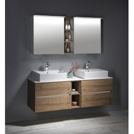 LINEX armoire miroir incl. Lumière LED, 60x70x15cm, gauche/droite, chêne Alabama
