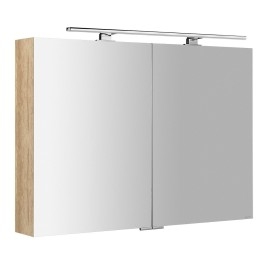 MIRRÓ miroir armoire incl. Lumière LED, 100x70x16cm, chêne Alabama