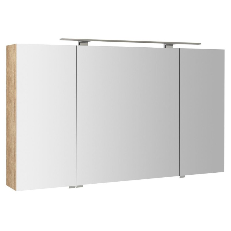MIRRÓ miroir armoire incl. Lumière LED, 3x portes, 120x70x16cm, chêne Alabama MIRRÓ miroir armoire incl. Lumière LED, 3x portes, 120x70x16cm, chêne Alabama
