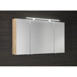 MIRRÓ miroir armoire incl. Lumière LED, 3x portes, 120x70x16cm, chêne Alabama