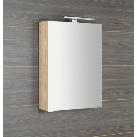 MIRRÓ miroir armoire incl. Lumière LED, 50x70x16cm, gauche/droite, chêne Alabama