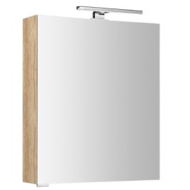 MIRRÓ miroir armoire incl. Lumière LED, 60x70x16cm, gauche/droite, chêne Alabama