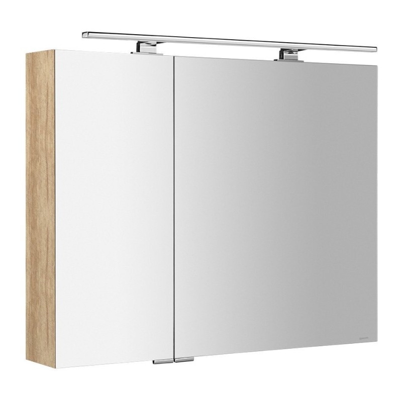 MIRRÓ miroir armoire incl. Lumière LED, 90x70x16cm, chêne Alabama