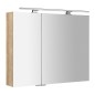 MIRRÓ miroir armoire incl. Lumière LED, 90x70x16cm, chêne Alabama