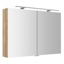 RIWA miroir armoire incl. Lumière LED, 101x70x17cm, chêne Alabama