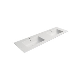 PURA double lavabo en céramique mince 142x46cm, blanc mat