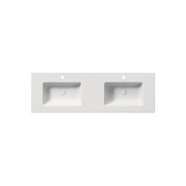 PURA double lavabo en céramique mince 142x46cm, blanc mat