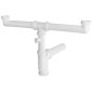 Trap coulé avec branchement de machine à laver Spigot 6/4“, pour double Sinks, DN50, blanc
