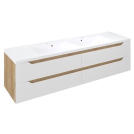 WAVE Double Vanity Unité 179,7x50x47,8cm, Alabama blanc/oak