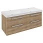 THEIA Double Basin Vanity Unit 116x50x44,2cm, 4 Drawer, chêne Alabama