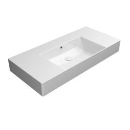 KUBE X lavabo en céramique 100x47cm avec étagères, pas de trou de robinet, blanc ExtraGlaze