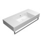 KUBE X lavabo en céramique 100x47cm avec étagères, pas de trou de robinet, blanc ExtraGlaze