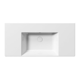 KUBE X lavabo en céramique 100x47cm avec étagères, pas de trou de robinet, blanc ExtraGlaze
