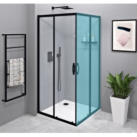 SIGMA SIMPLY BLACK Sliding Shower Door, Corner Entrance, 1200 mm, verre clair