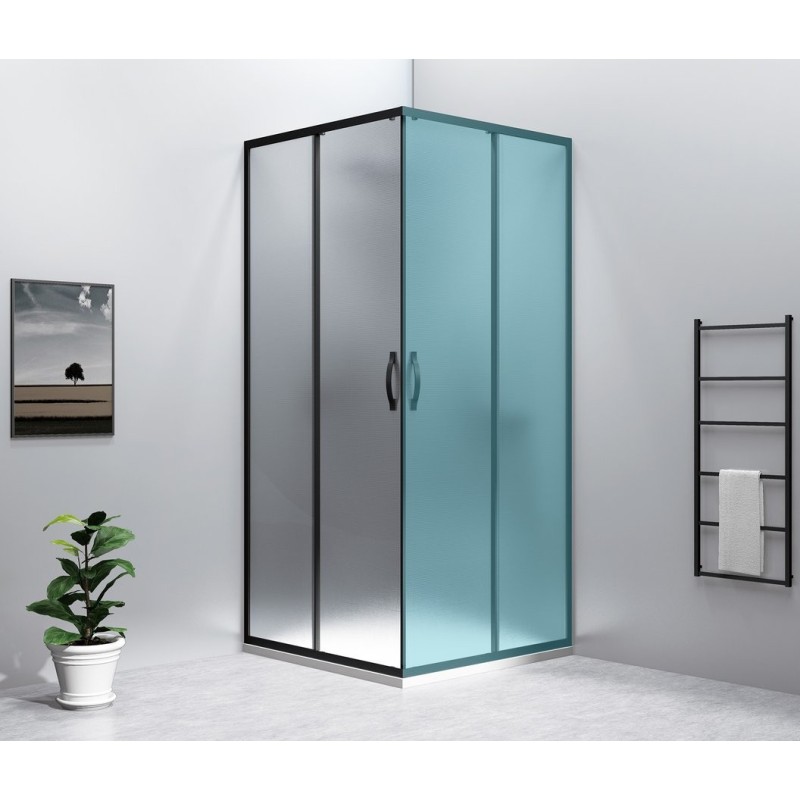 SIGMA SIMPLY BLACK Porte de douche coulissante pour entrée d'angle 900 mm, verre BRICK SIGMA SIMPLY BLACK Porte de douche coulissante pour entrée d'angle 900 mm, verre BRICK