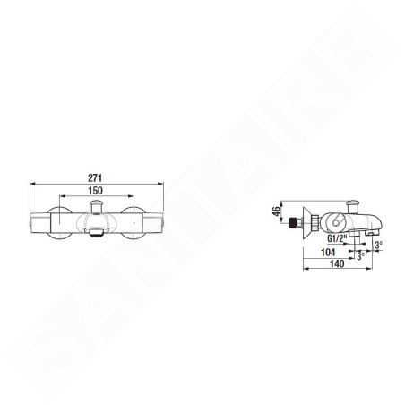 Jika Deep - Mitigeur thermostatique de baignoire, chrome H3231U70044001