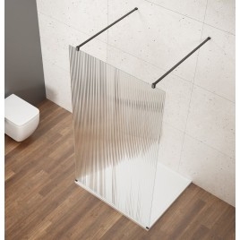 VARIO BLACK Walk-In Freestanding Shower Enclosure, verre nordique, 1100 mm