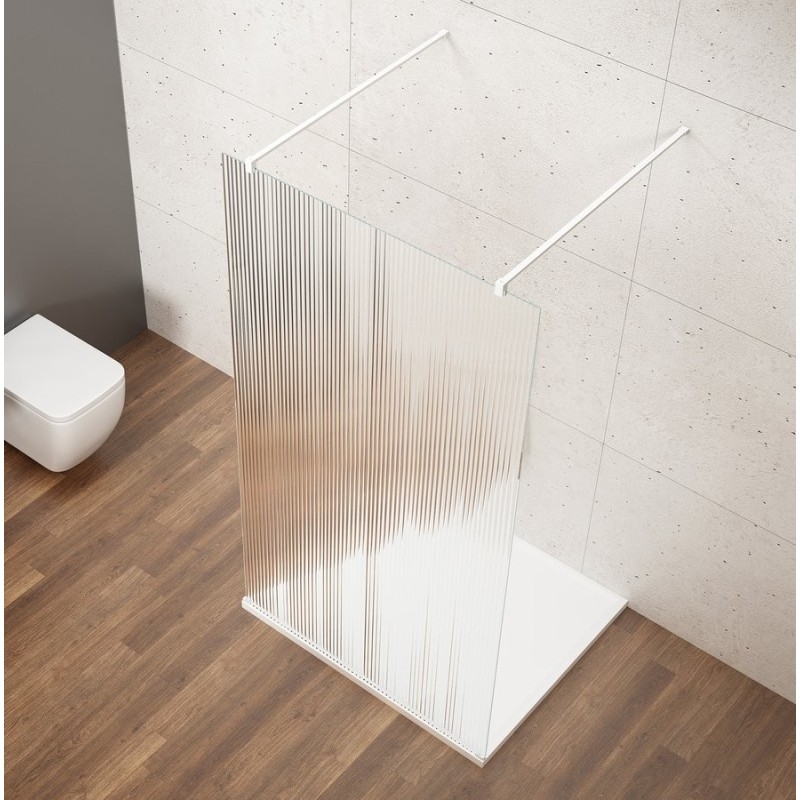 VARIO WHITE Walk-In Freestanding Shower Enclosure, verre nordique, 1100 mm