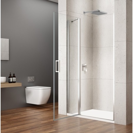 LORO Porte de douche avec pièce fixe 1000 mm, verre clair