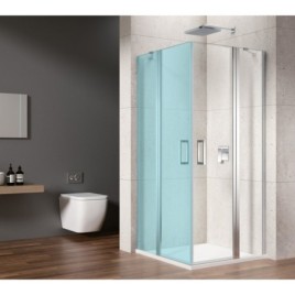 LORO Porte de douche pour entrée d'angle 1000 mm, verre clair