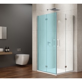 LORO Porte de douche bi-fold pour entrée d'angle 700 mm, verre clair