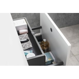 Salle de bain SKARA 100, tapis noir / tapis blanc