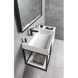 Salle de bain SKARA 100, tapis noir / tapis blanc