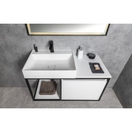 Salle de bain SKARA 100, tapis noir / tapis blanc